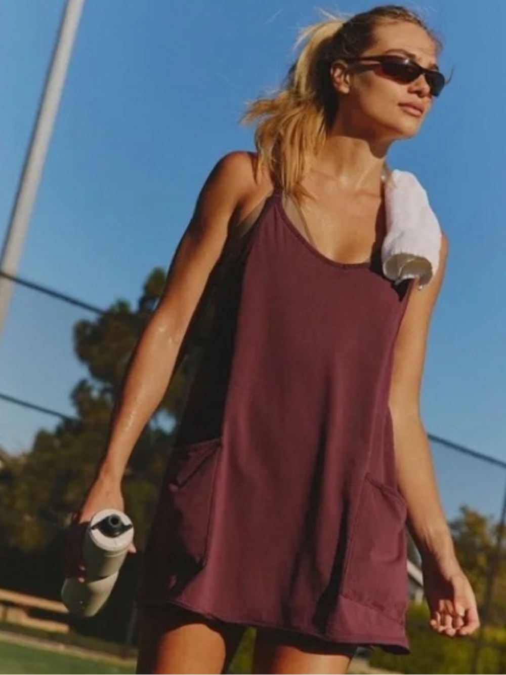 FP Movement by Free People Hot Shot Mini Dress in Black Cherry Size Medium